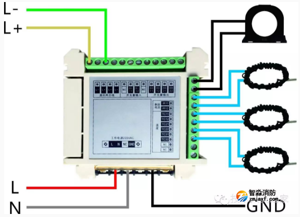 FS8260组合式电气火灾监控探测器接线图